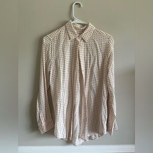 Light pink and black polka dot button down shirt xs